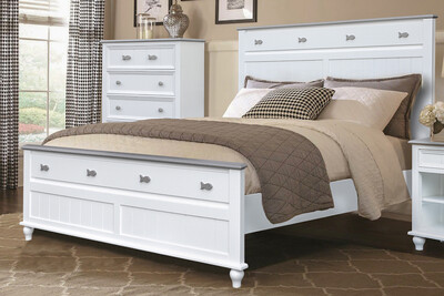 FISHTAILS QUEEN BED - WHITE/GREY