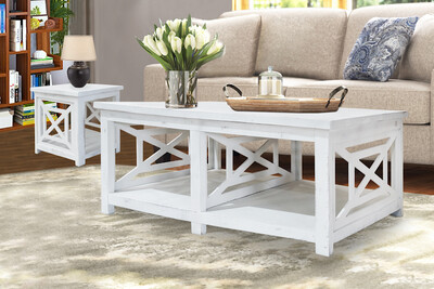 SAVANNAH COCKTAIL TABLE - DISTRESSED WHITE