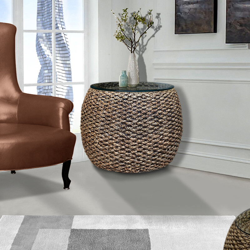 OCEAN REEF END TABLE TABLE W/ 24” ROUND GLASS