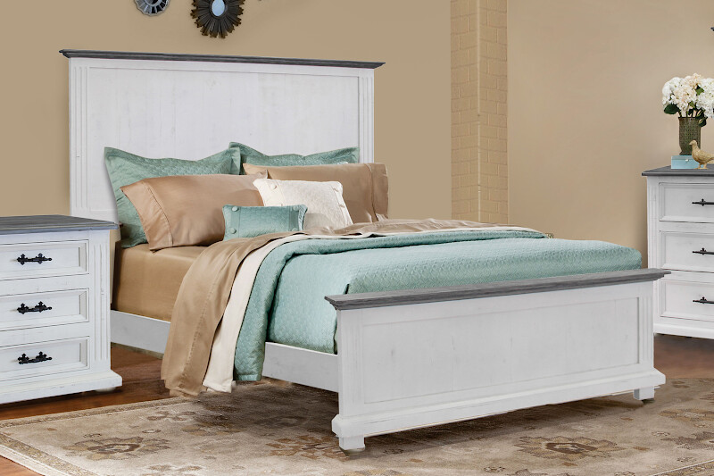 WAVERLY KING BED - 2-TONE GREY TOP/WHITE