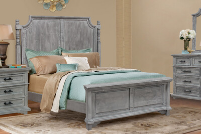 DALLAS QUEEN BED - DISTRESSED GREY