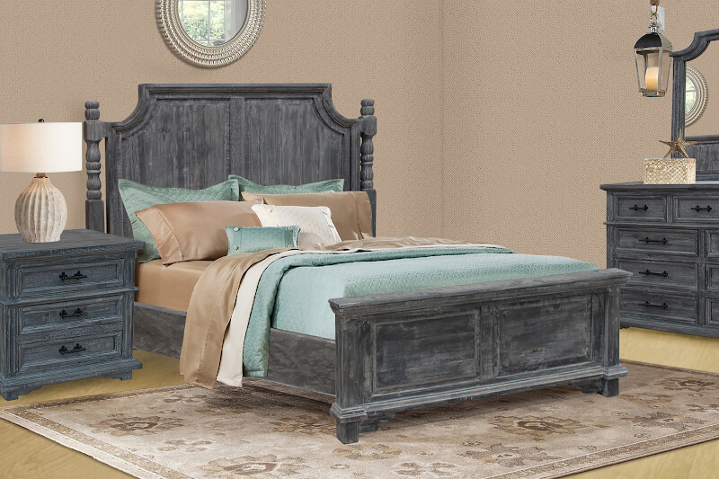 DALLAS QUEEN BED - STONE GREY