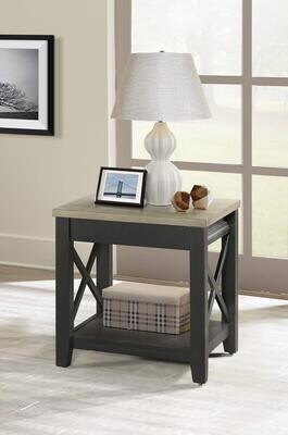 BLACK/GREY TOP X END TABLE (DISC)