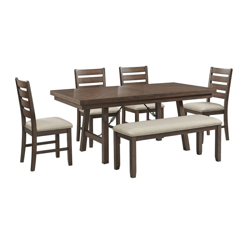 JAX 6PC DINING SET (72IN TABLE + 4 CHAIRS + BENCH) IN CHERRY
