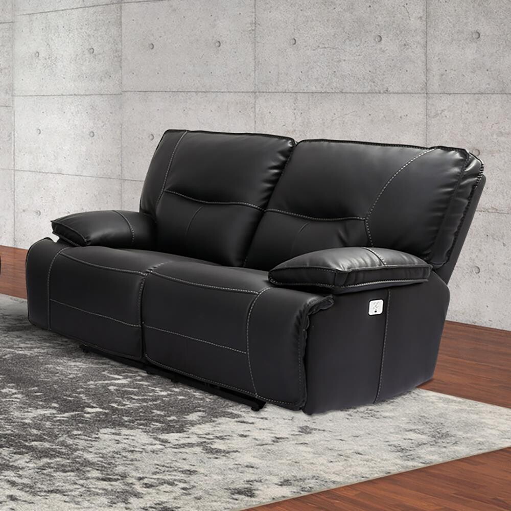 SPARTACUS RECLINING LOVESEAT W/ USB &amp; POWER HEADREST - BLACK