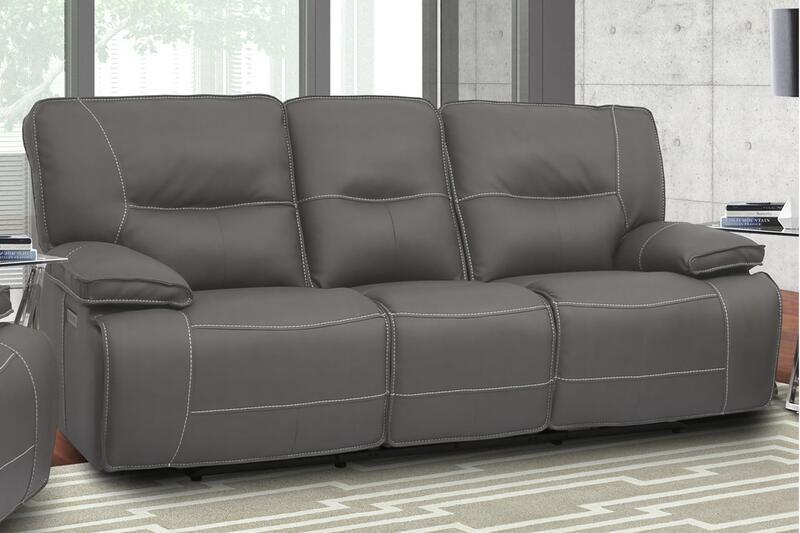 SPARTACUS- DUAL RECLINING SOFA W/ USB &amp; POWER HEADREST - HAZE