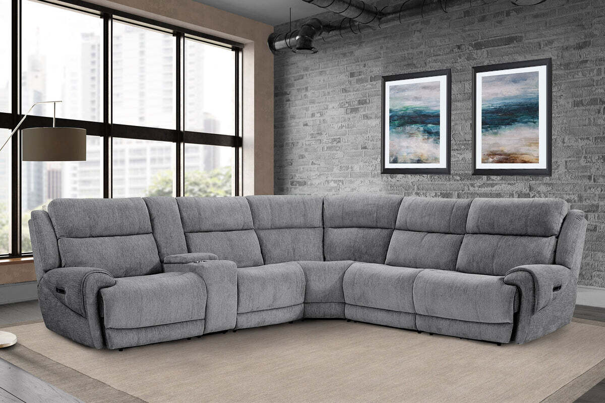 SPENCER MODULAR POWER RECLINING SECTIONAL - TIDE GRAPHITE 6PC PACKAGE