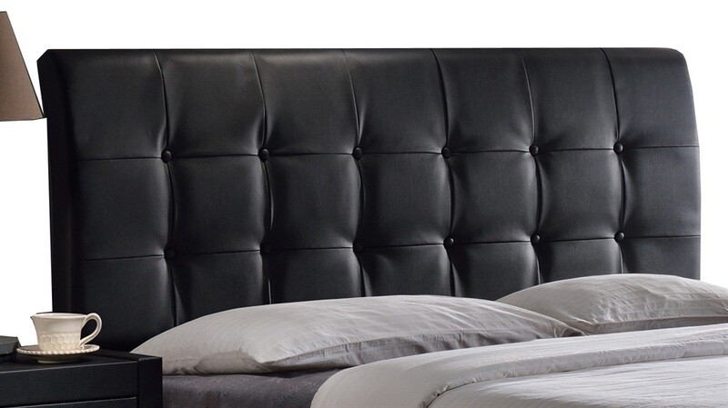 Lusso Full Upholstered Headboard - Black Faux Leather