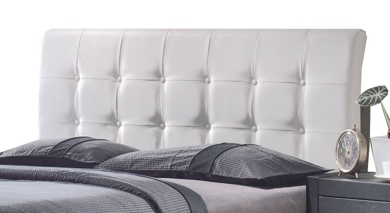 Lusso Queen Upholstered Headboard - White Faux Leather (DISC)
