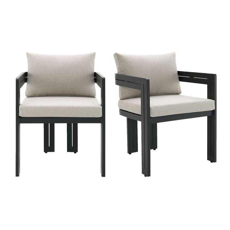 COSTA DINING SIDE CHAIR - BLACK AND SOLUCTION BEIGE (2 PER CARTON)
