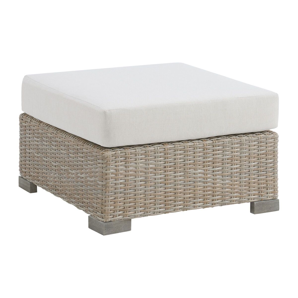 OLLIE OTTOMAN - TAN AND OLEFIN WHITE CREAM