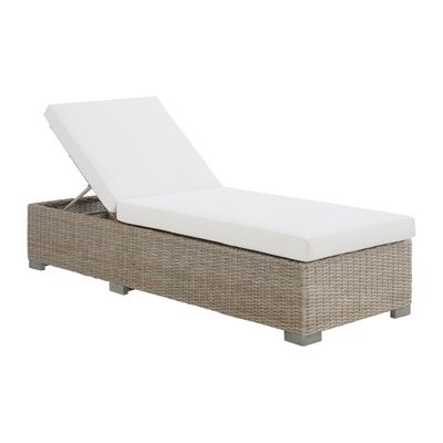 OLLIE CHAISE LOUNGE - TAN AND OLEFIN WHITE CREAM