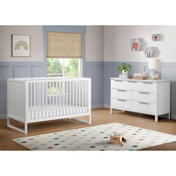 LAUREN CRIB AND DRESSER WITH CHANGING TOPPER IN WHITE