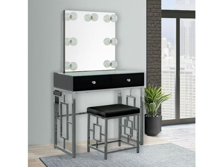 MARGO VANITY TABLE W/ POWER / MIRROR / STOOL AND LIGHT