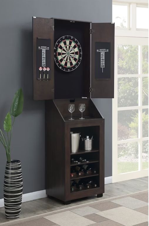 Mission Home Darts Center – Dartscheibe & Schrank In Schwarz, Kabinett, Inkl. 6 Darts – Perfekt Für Zuhause