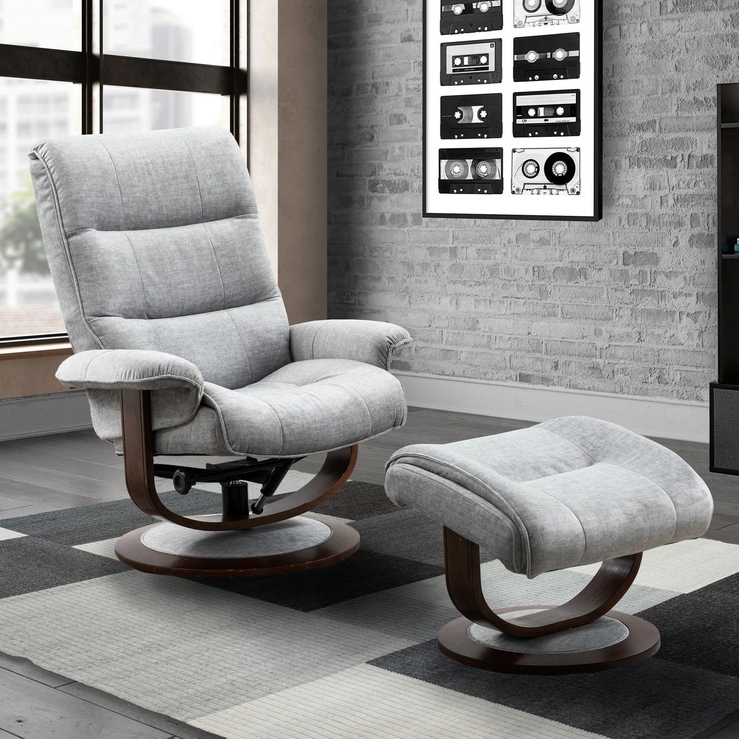 KNIGHT CHAIR &amp; OTTOMAN - CAPRI SILVER