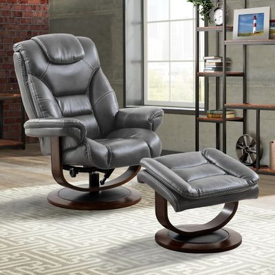 MONARCH MANUAL RECLINING SWIVEL CHAIR AND OTTOMAN - FLINT