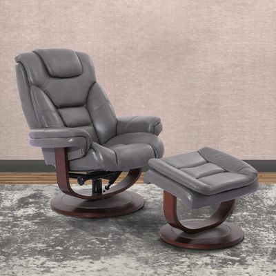 MONARCH MANUAL RECLINING SWIVEL CHAIR AND OTTOMAN - ICE