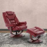 MONARCH MANUAL RECLINING SWIVEL CHAIR AND OTTOMAN - ROUGE