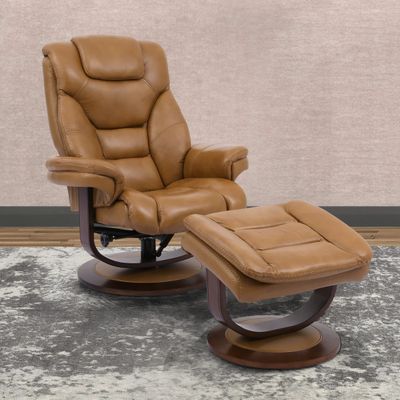 MONARCH MANUAL RECLINING SWIVEL CHAIR AND OTTOMAN - BUTTERSCOTCH