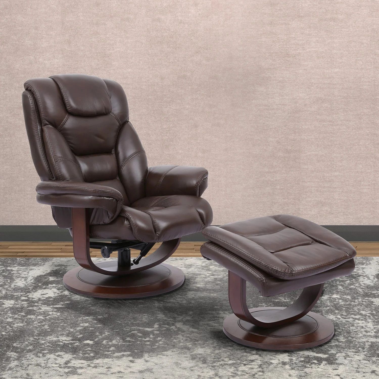 MONARCH MANUAL RECLINING SWIVEL CHAIR AND OTTOMAN - ROBUST