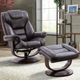 MONARCH MANUAL RECLINING SWIVEL CHAIR AND OTTOMAN - TRUFFLE