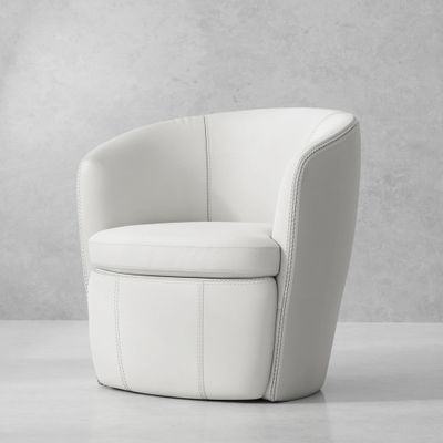 BAROLO LEATHER SWIVEL CLUB CHAIR - SNOW