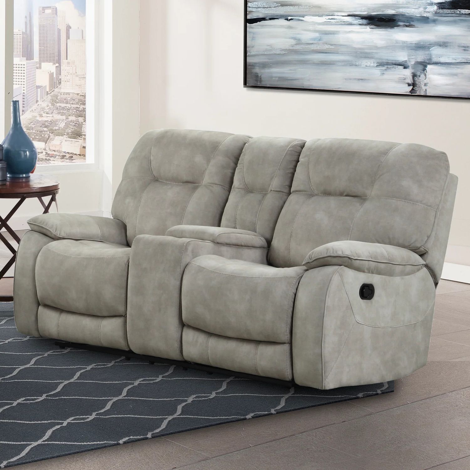 COOPER RECLINING CONSOLE LOVESEAT - SHADOW NATURAL