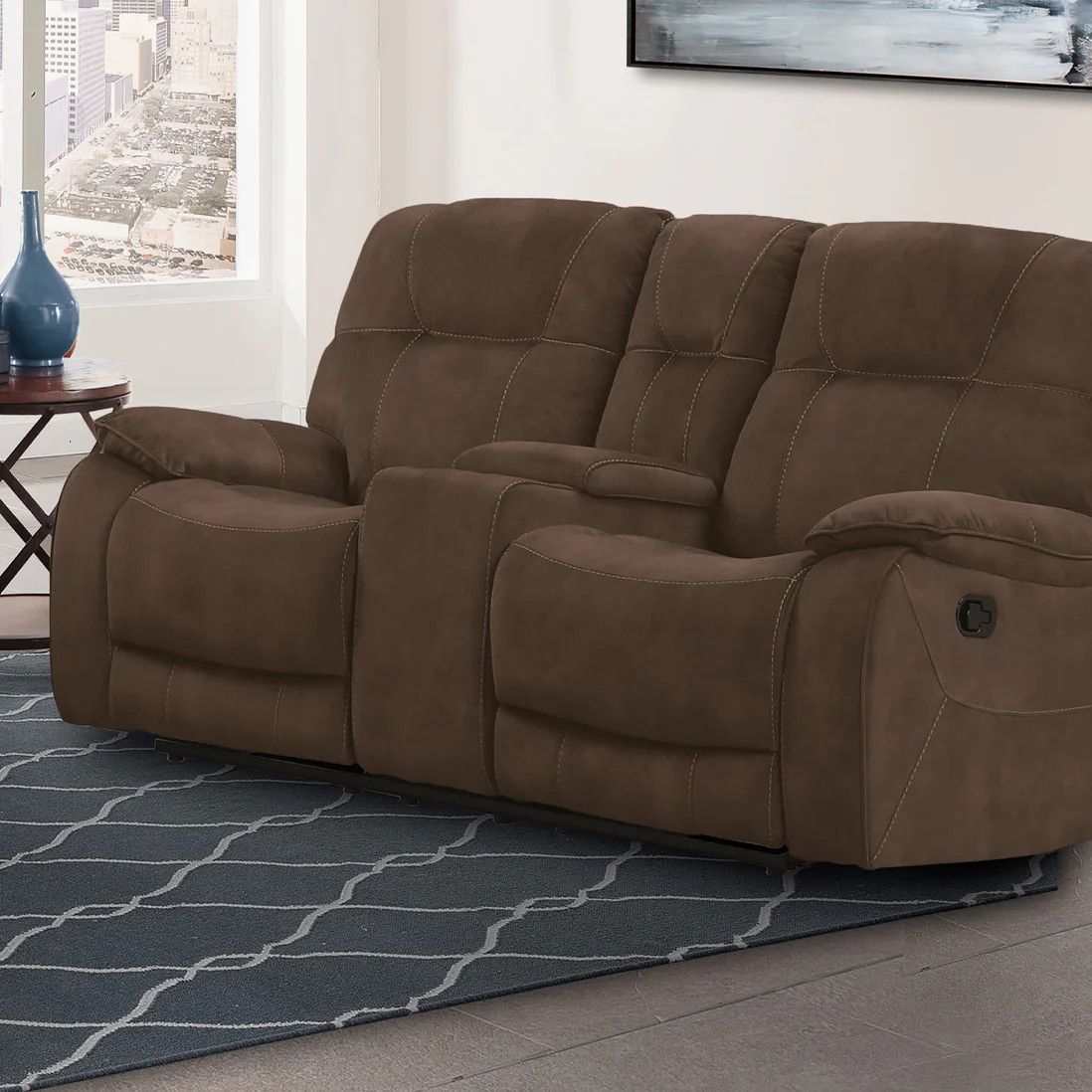 COOPER RECLINING CONSOLE LOVESEAT - SHADOW BROWN