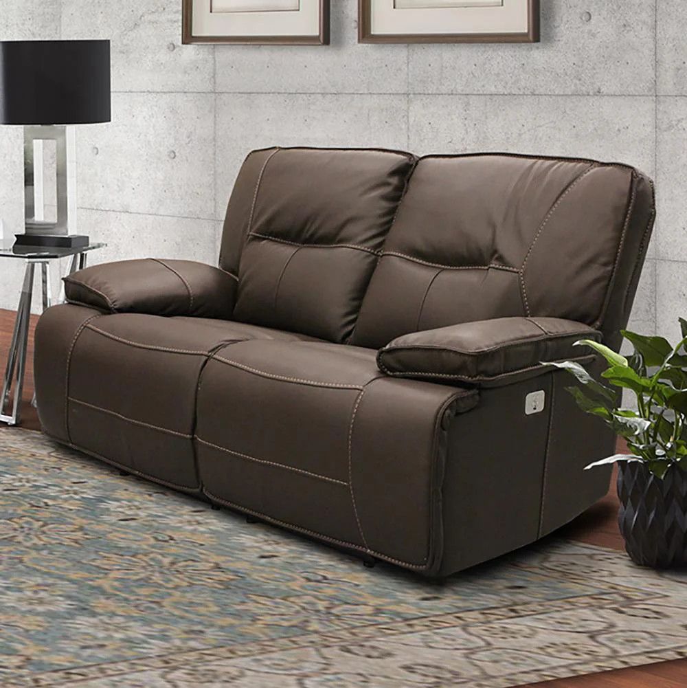 SPARTACUS RECLINING LOVESEAT W/ USB &amp; POWER HEADREST - CHOCOLATE