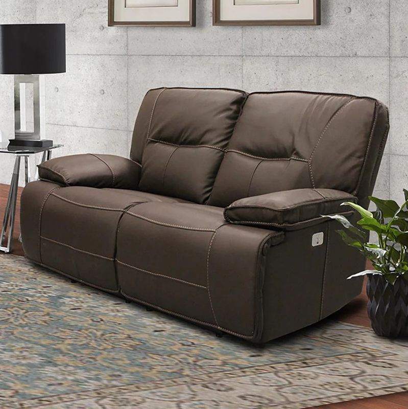 SPARTACUS RECLINING LOVESEAT W/ USB &amp; POWER HEADREST - CHOCOLATE