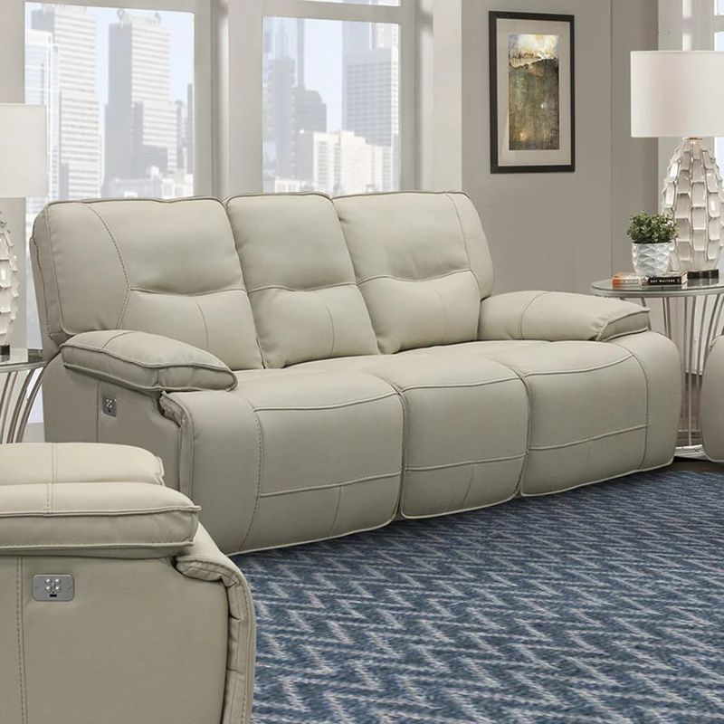 SPARTACUS- DUAL RECLINING SOFA W/ USB &amp; POWER HEADREST - OYSTER