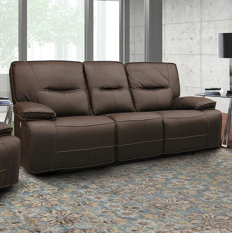 SPARTACUS- DUAL RECLINING SOFA W/ USB &amp; POWER HEADREST - CHOCOLATE