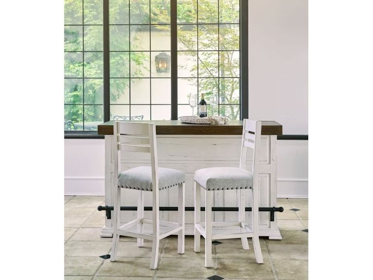 CONDESA 68IN BAR TABLE WHITE BASE TOBACCO TOP