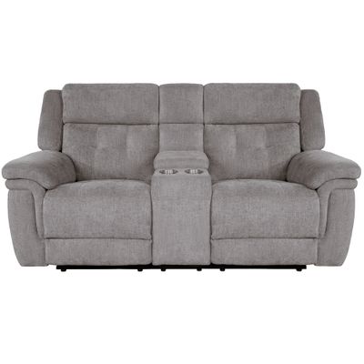 RICHLAND Power Loveseat with Console &amp; Power Headrests - BRISTOL GREY