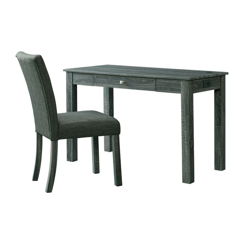 VINNY DESK W/ POWER PORT AND 1 CHAIR IN DARK