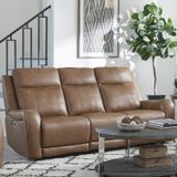 HAYWOOD LEATHER POWER SOFA - BUTTERNUT