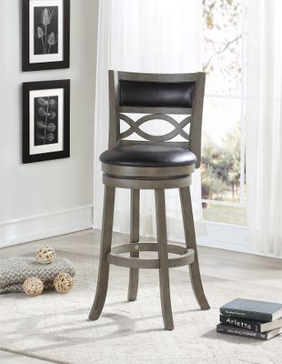 MANCHESTER 29&quot; BAR STOOL W/BLACK PU CUSHIONS-GRAY