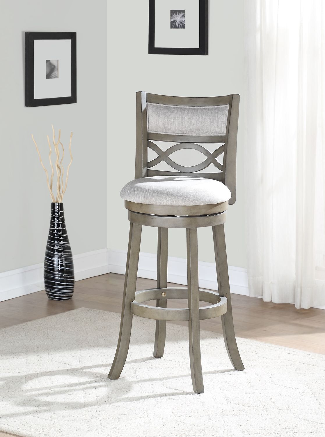 MANCHESTER 29&quot; BAR STOOL W/FABRIC CUSHIONS-GRAY