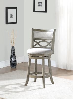 MANCHESTER 24&quot; BAR STOOL W/FABRIC CUSHIONS-GRAY