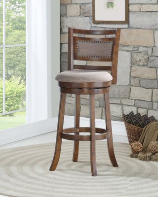 ABERDEEN 29&quot; BAR STOOL W/FABRIC CUSHIONS-BROWN