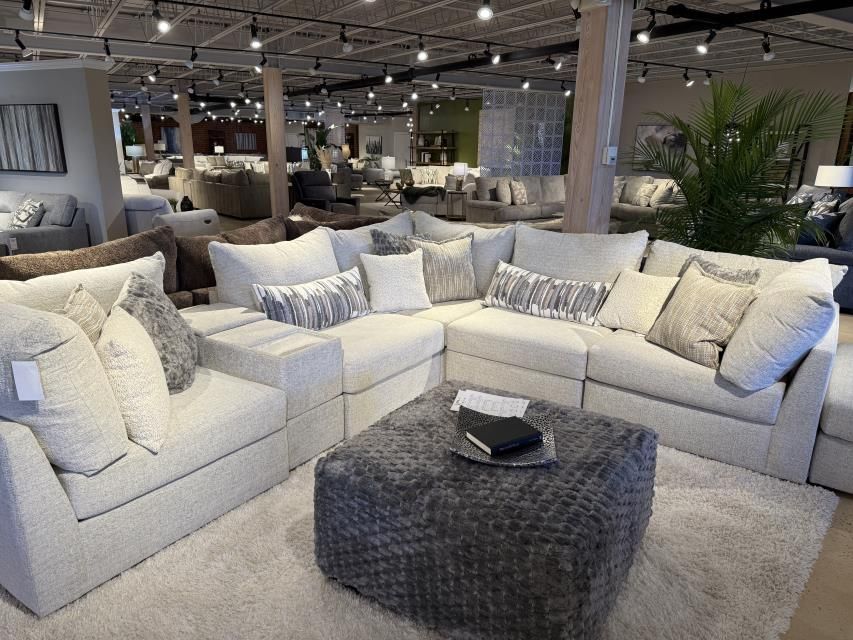 JAMESON ECRU 5 PC L-SHAPED SECTIONAL (3 CORNER 2 ARMLESS)