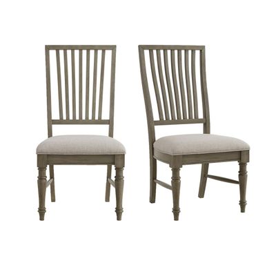 KINGS COURT DINING SIDE CHAIR WITH TAUPE FABRIC IN GREY (2 PER CARTON)