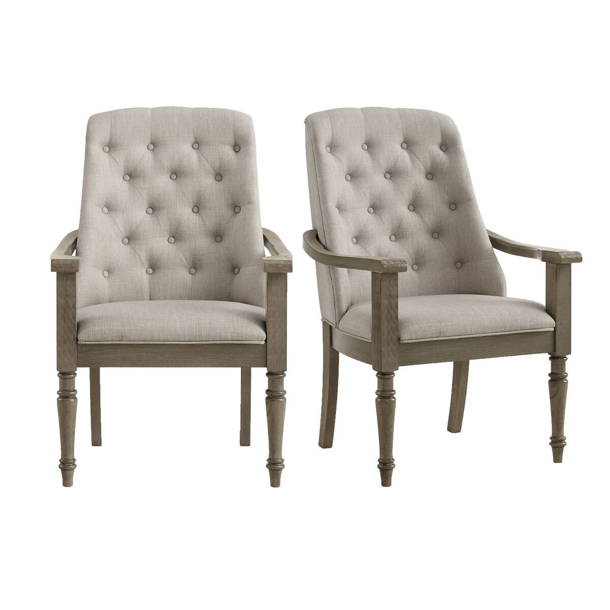 KINGS COURT DINING ARM CHAIR WITH TAUPE FABRIC IN GREY