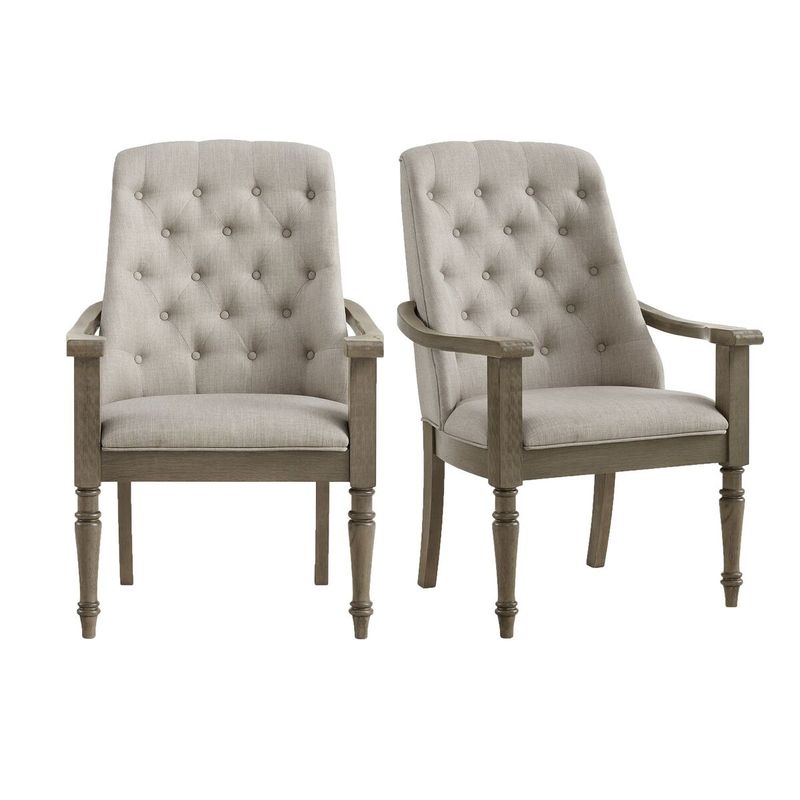 KINGS COURT DINING ARM CHAIR WITH TAUPE FABRIC IN GREY