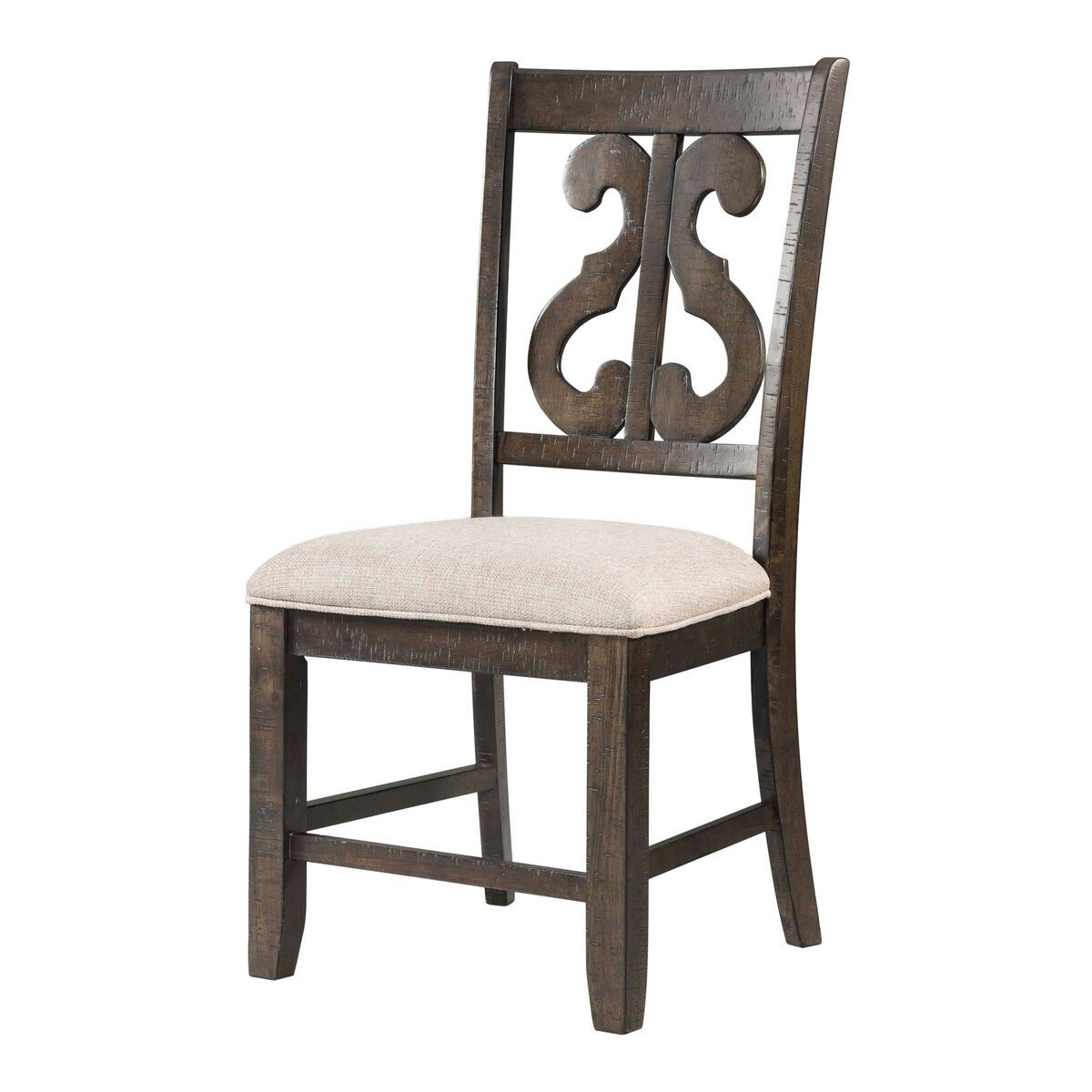 STONE WOODEN SWIRL BACK SIDE CHAIR (2 PER PACK) IN CHARCOAL