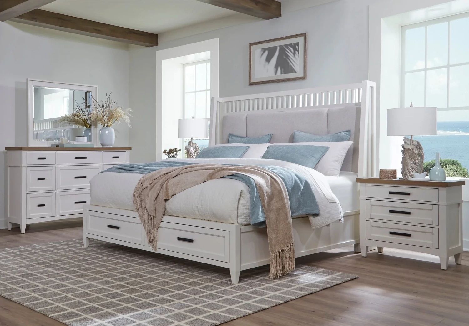 AMERICANA MODERN KING SHELTER BED -WHITE