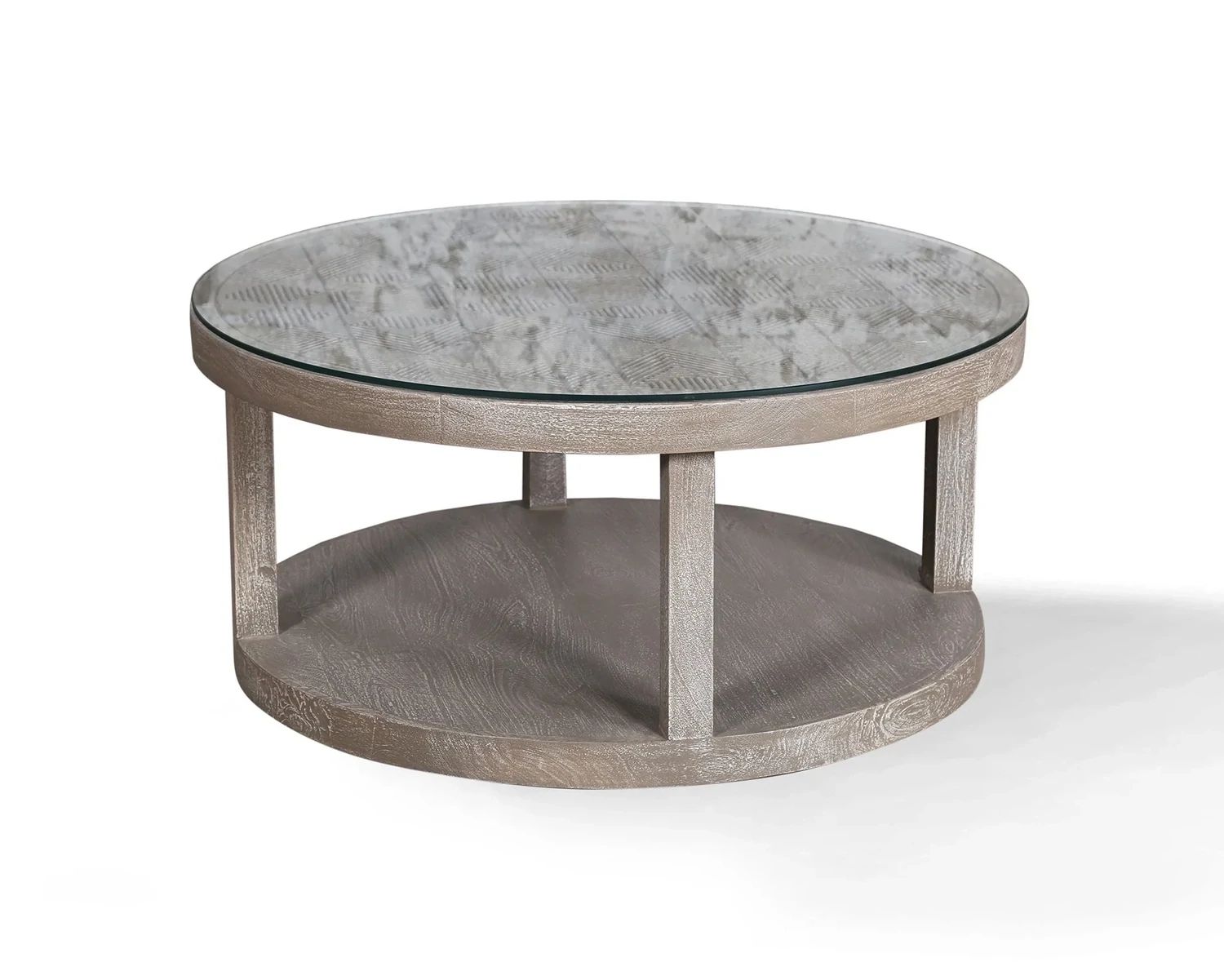 CROSSINGS SERENGETI ROUND COCKTAIL TABLE WITH GLASS TOP (DISC)