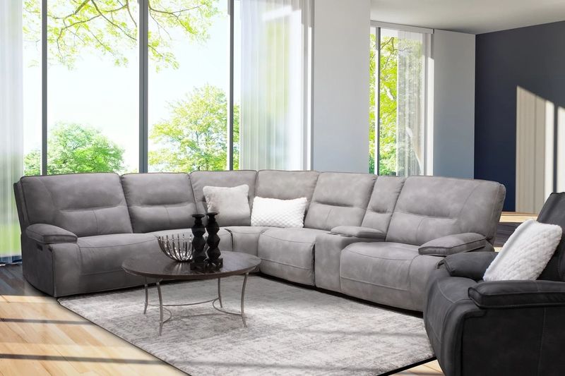 GLADIATOR 6PC MODULAR SECTIONAL W/ ZERO GRAV RECLINERS- SKY