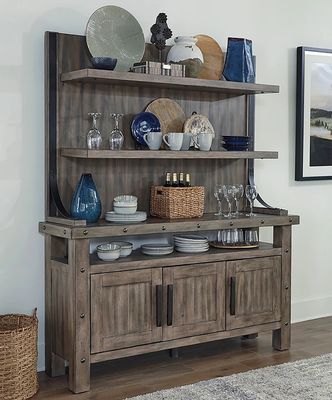 LODGE 2PC 66 IN. BUFFET / BAR DISPLAY HUTCH
